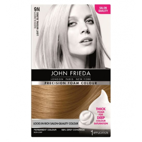 John Frieda Precision Foam Color 9N Teinture permanente pour cheveux blonde naturelle claire 130 ml
