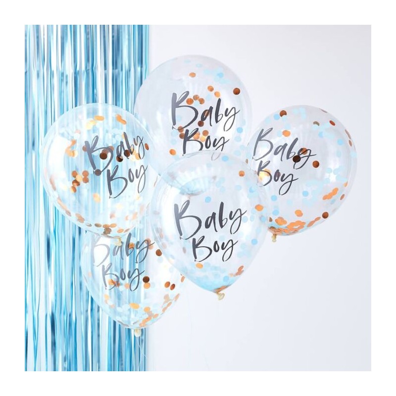 Blue Baby Boy Baby Shower Confetti Ballons (5 Ballons)