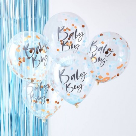 Blue Baby Boy Baby Shower Confetti Ballons (5 Ballons)