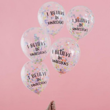 I Believe In Unicorns Confetti ballons - Pastel Party (5 ballons)