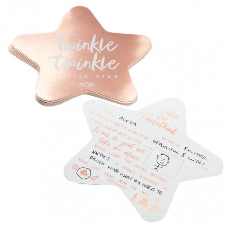 10 Cartes de conseils pour la douche de bébé en feuille d'or rose - Twinkle Twinkle