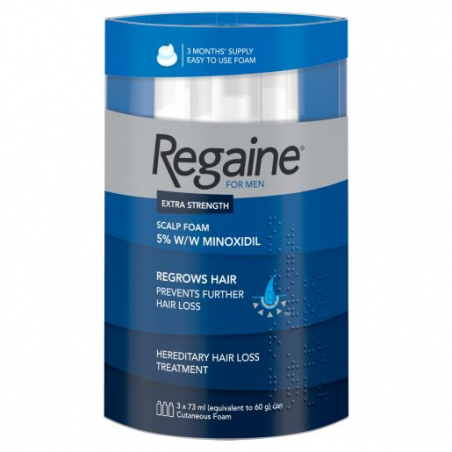 Regaine Mousse pour cuir chevelu extra-forte for Men 5% W/W mousse cutanée - 3 mois