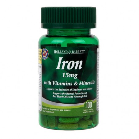 Holland & Barrett Iron 15mg avec vitamines et minéraux 100 Capsules
