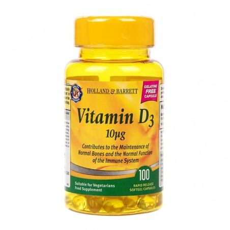 Holland & Barrett Vitamin D3 100 Capsules 10µg (400IU)