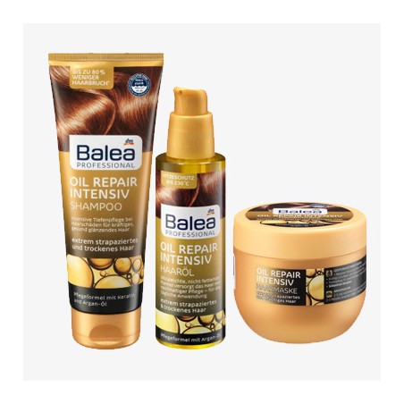 Balea gamme pour les cheveux extrêmement abîmés et cassants shampooing + masque capillaire + Serum capillaire intensive