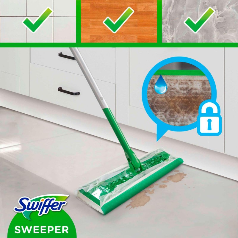 KIT SWIFFER : 1 essuie-sol + 8 serviettes sèches + 3 serviettes humides