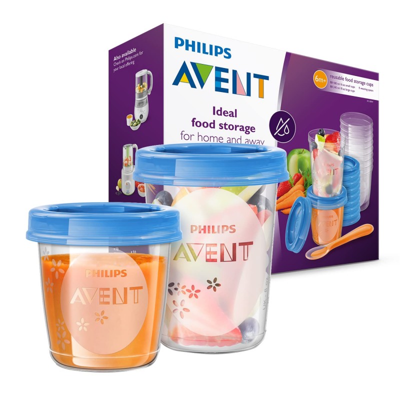 Avent Pot de conservation Pack de 20 (10 x 180 ml, 10 x 240 ml)Avec  cuillère de sevrage